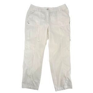 Chico's Womens White Lightweight Elastic Waist Cargo Cropped Pant Size 1.5/M/10